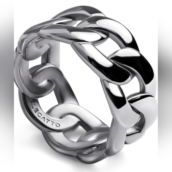 elegatto Jewelry - Elegatto Silver Cuban Link Chain Ring Size 10 Gift Box Included